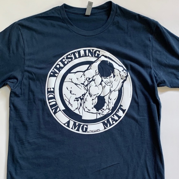 AMG Nude Wrestling Presents Matt!  HTV on Dark Blue 100% Cotton Next Level T - Picture 3 of 10